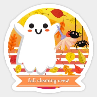 Halloween Cute Ghost Fall Cleaning Crew Sticker